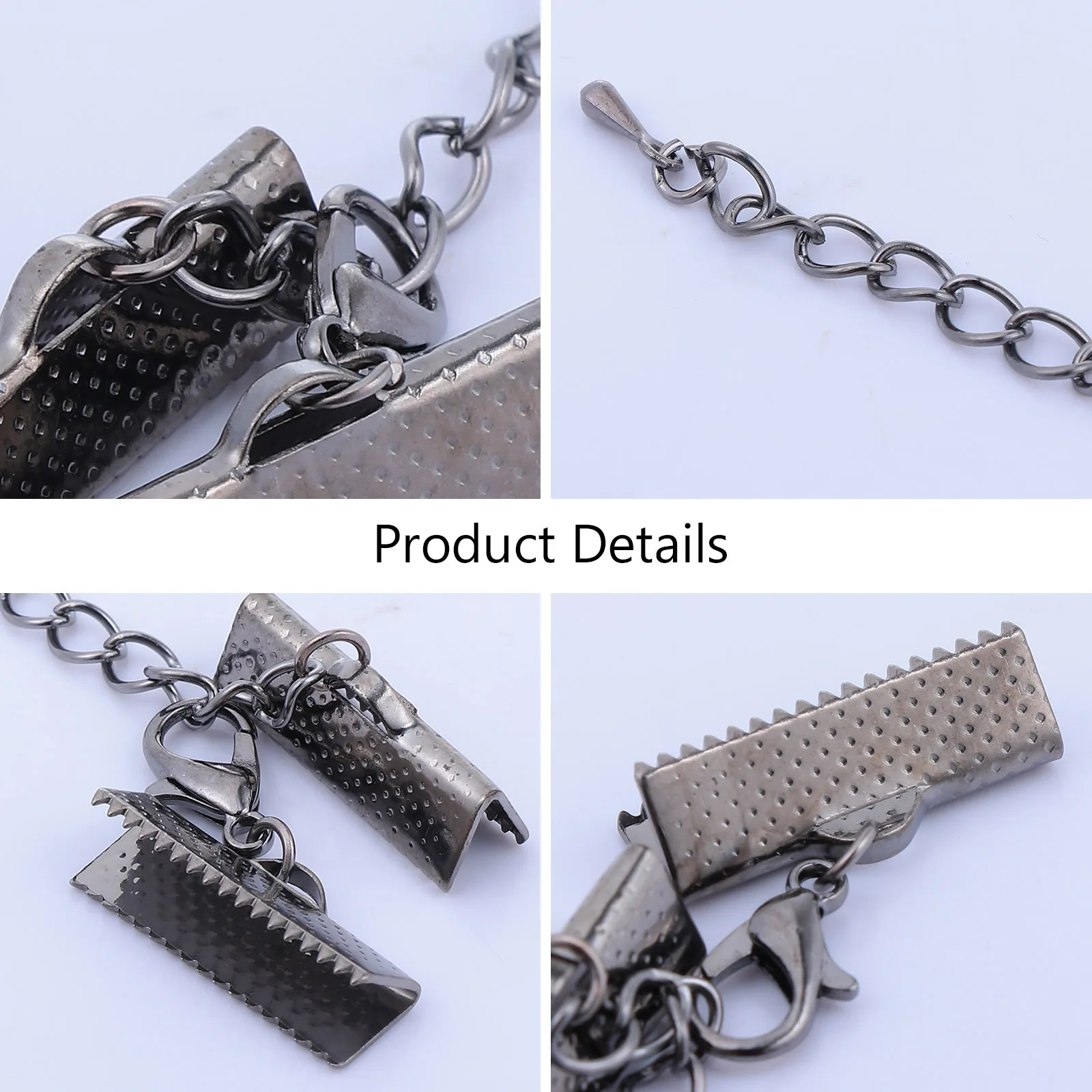 

20Pcs Ribbon Ends Fastener Clasps Sturdy Iron Cord Ends Buckles for DIY Jewelry Making Crimp End Clamps Accessories