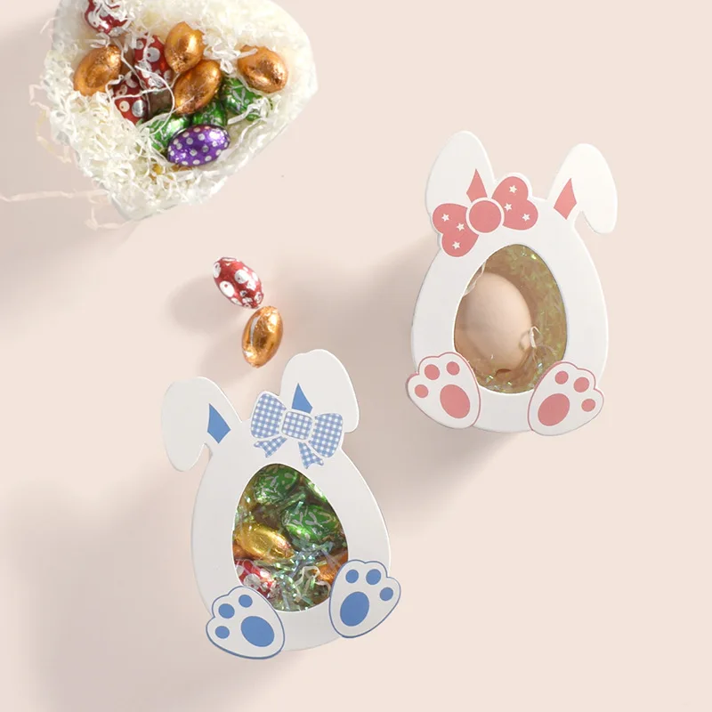 Easter Gift Box with Cute Rabbit Eggs, Candy Snack, DIY Packaging Boxes Happy Easter Decoration Party Favors Supplies 10Pcs 2024