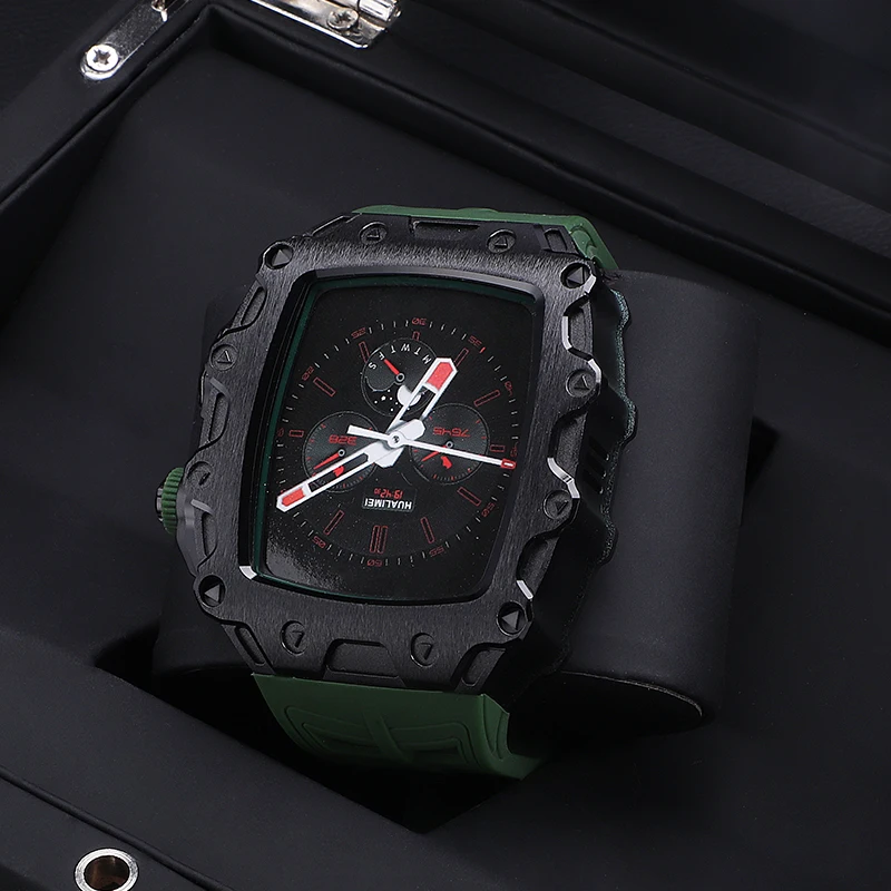 Luxury Modification Kit for Apple Watch Band 44mm 45mm Metal Zinc Alloy Case Cover Silicone Strap for IWatch Series 9 8 7 6 5 SE