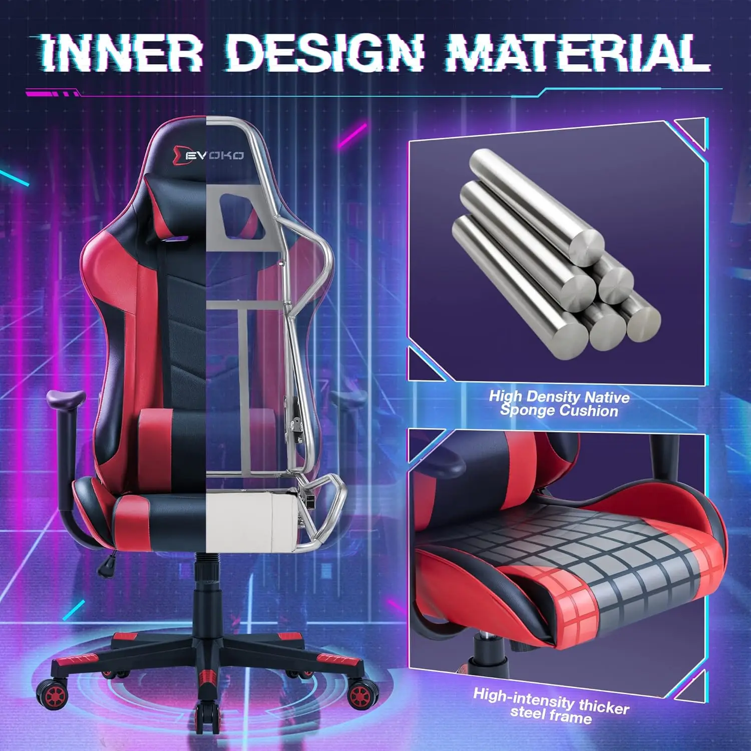 Ergonomic Gaming Chair Racing Style Adjustable Height High-Back PC Computer Chair with Headrest and Lumbar Support Executive