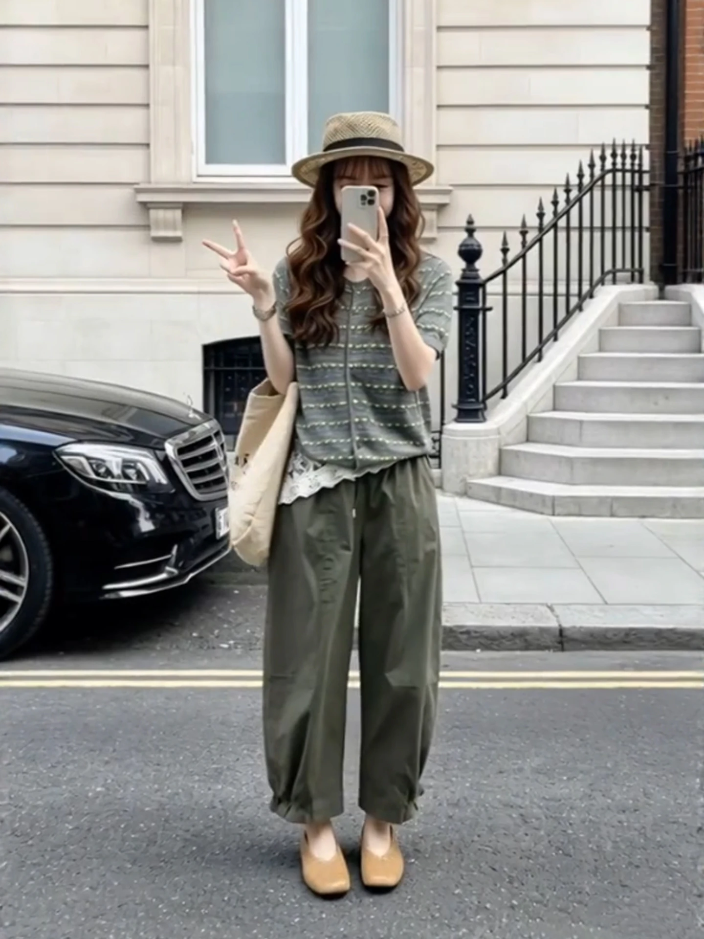 

Summer Casual Striped Top Wide Leg Pants Set plus Size Women's Fashion Lazy Style Ensemble High Waist Sun Protection Polyester