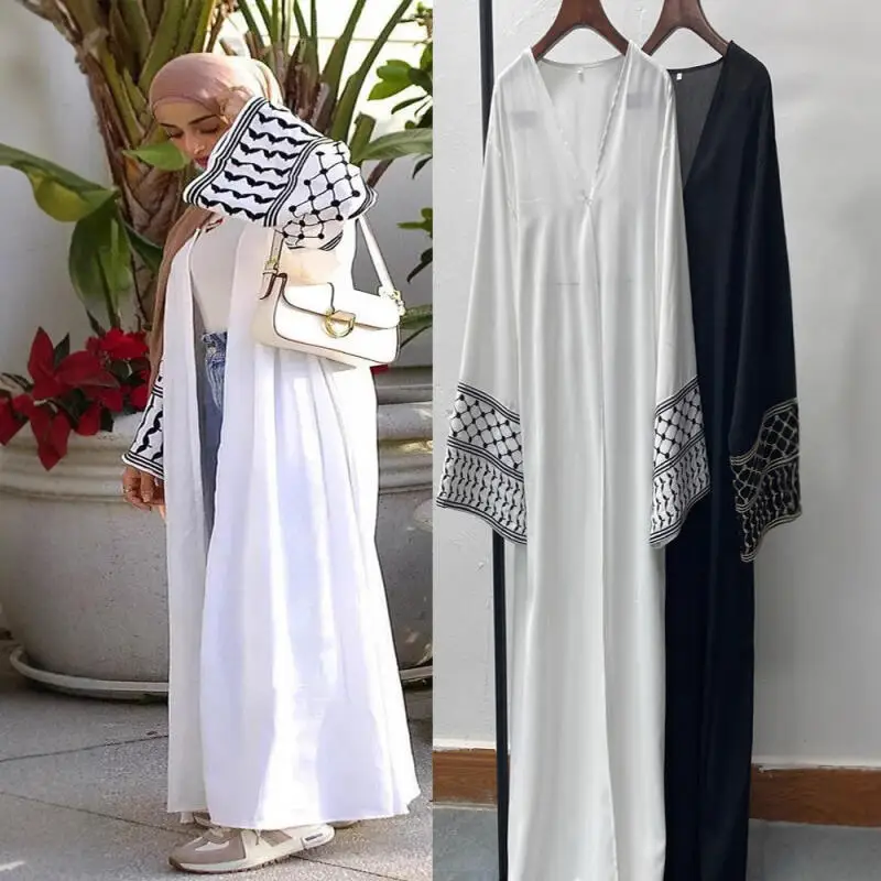 

Oversized Muslim Robe Fashion Embroidery Kimono Open Abaya Dubai Luxury Muslim Dresses Coat for Women Islam Clothing Kebaya