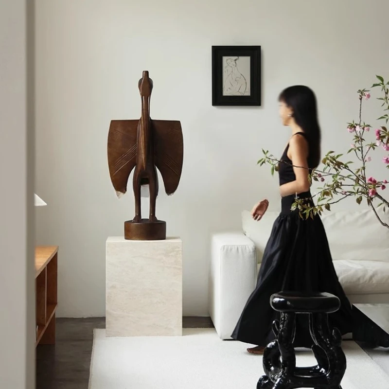 

African lucky bird sculpture villa living room art installation abstract decoration wabi wind homestay large ornament