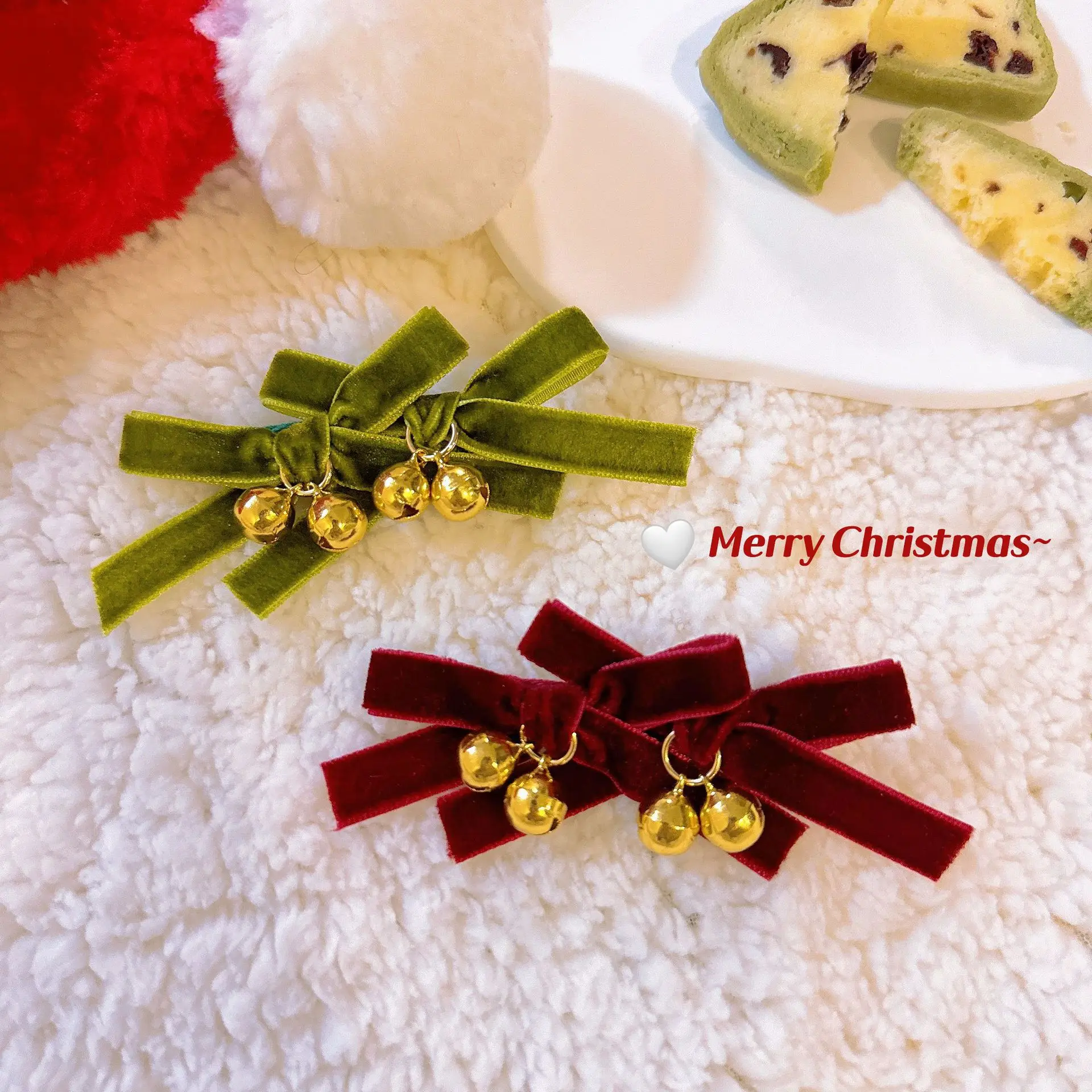 

Выщипанная рождественская заколка для волос с узлом-бабочкой и колокольчиком для женщин, новая милая заколка для волос для детей, бархатные аксессуары для волос Заколки