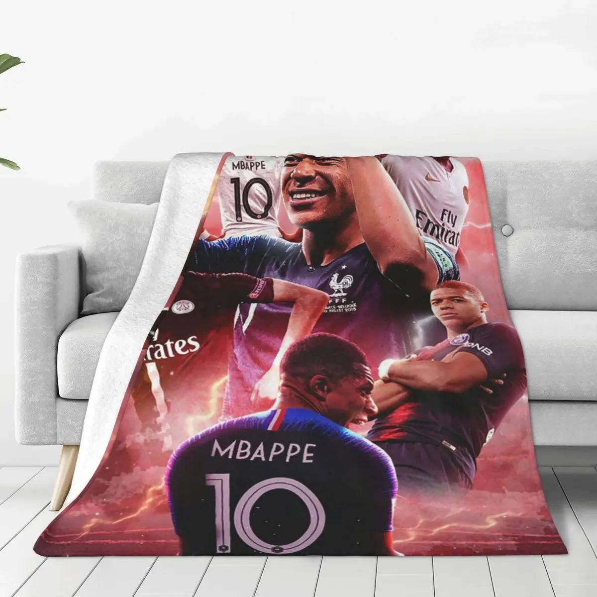 Football KM Mbappe Merch Blankets Lightweight Thin Velvet Soccer Throw Blankets Cozy Bedding Throws