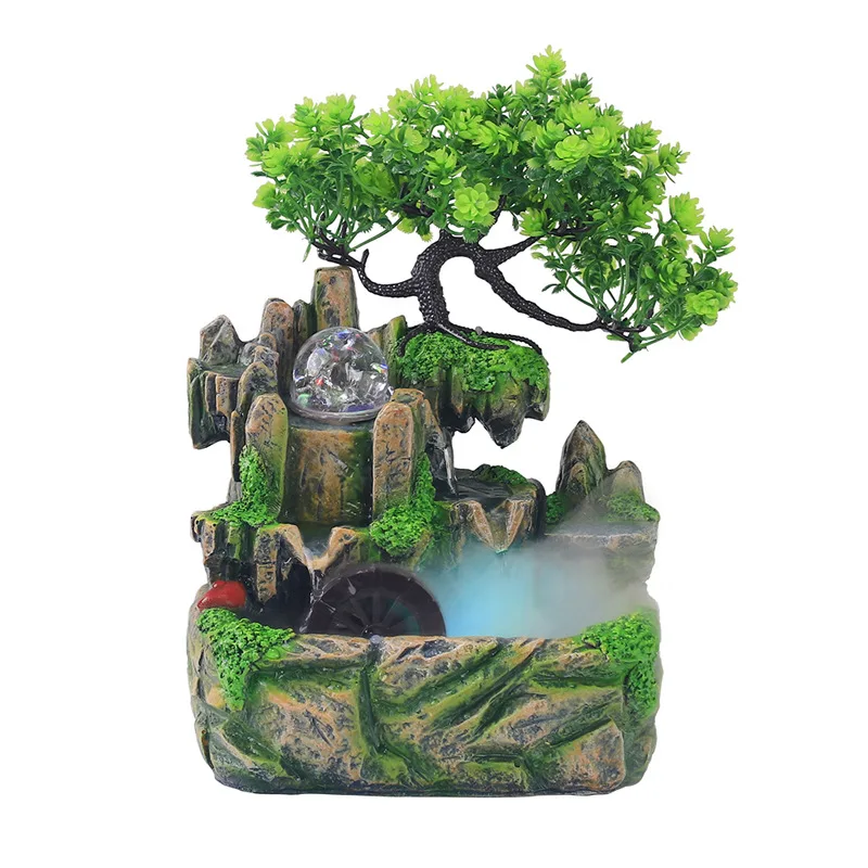 Indoor Tabletop Fountains Rockery, Water, Waterfall, Plants, Desktop Fountain, Atomizing Humidifier Home Office Decor