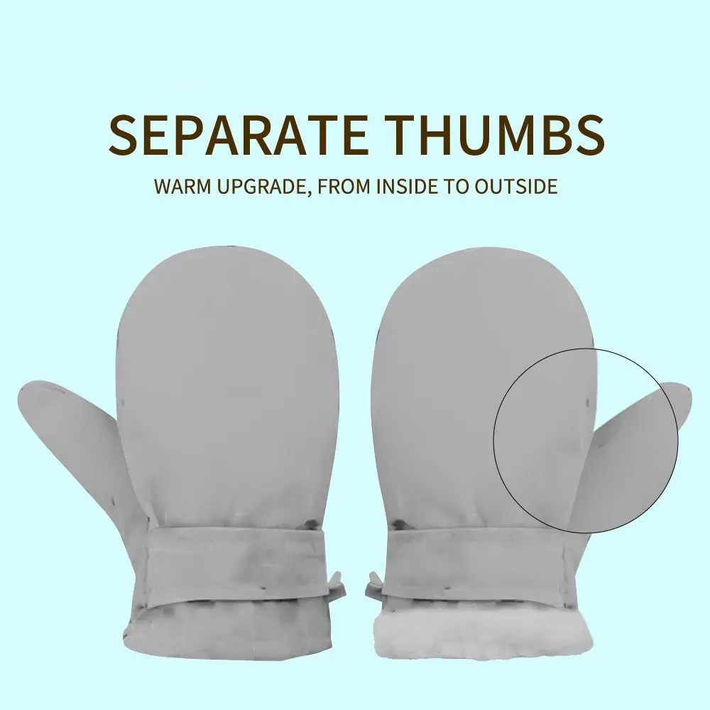 Thick Thermal Waterproof Kids Mittens Fleece Lined Anti‑Lost Clip Snow Mittens 2-6Years Ski Mittens