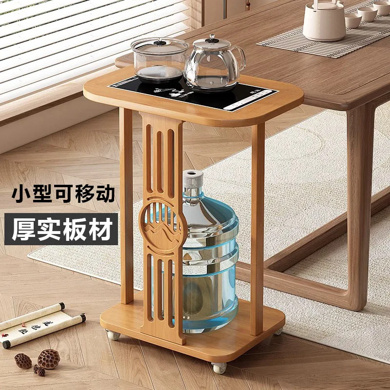 Mobiele kleine salontafel zijkast waterkoker geïntegreerde theekast woonkamer balkon kantoor niet-massief houten theewagen