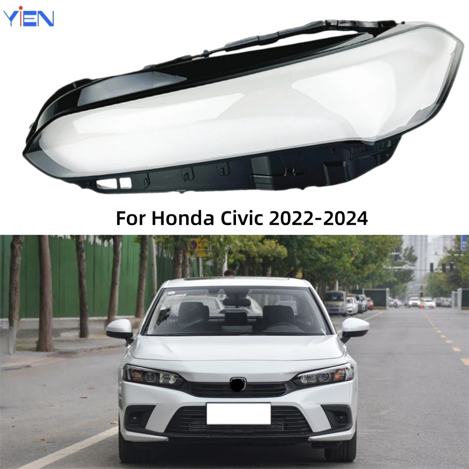 For Honda Civic 2022 2023 2024 Car Products Lampshades Lamp Headlight Lights Glass Car Front Headlight Lens Cover Lights Shell