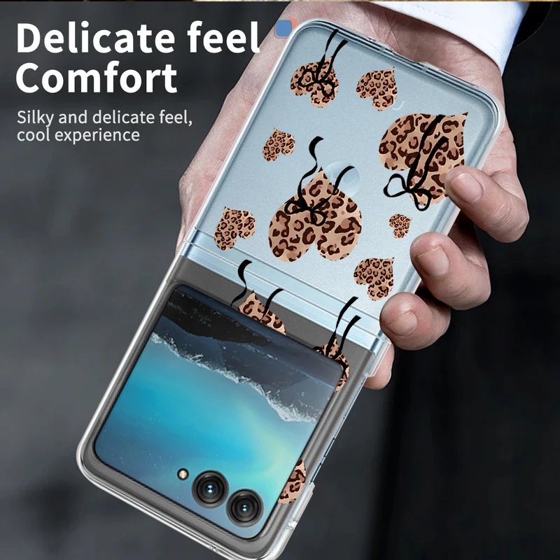 ليوبارد طباعة قلوب نمط واضح جراب هاتف لموتورولا رازر 60 50 40 الترا Razr60 Razr50 Razr40 للصدمات للطي غطاء الكمبيوتر #4