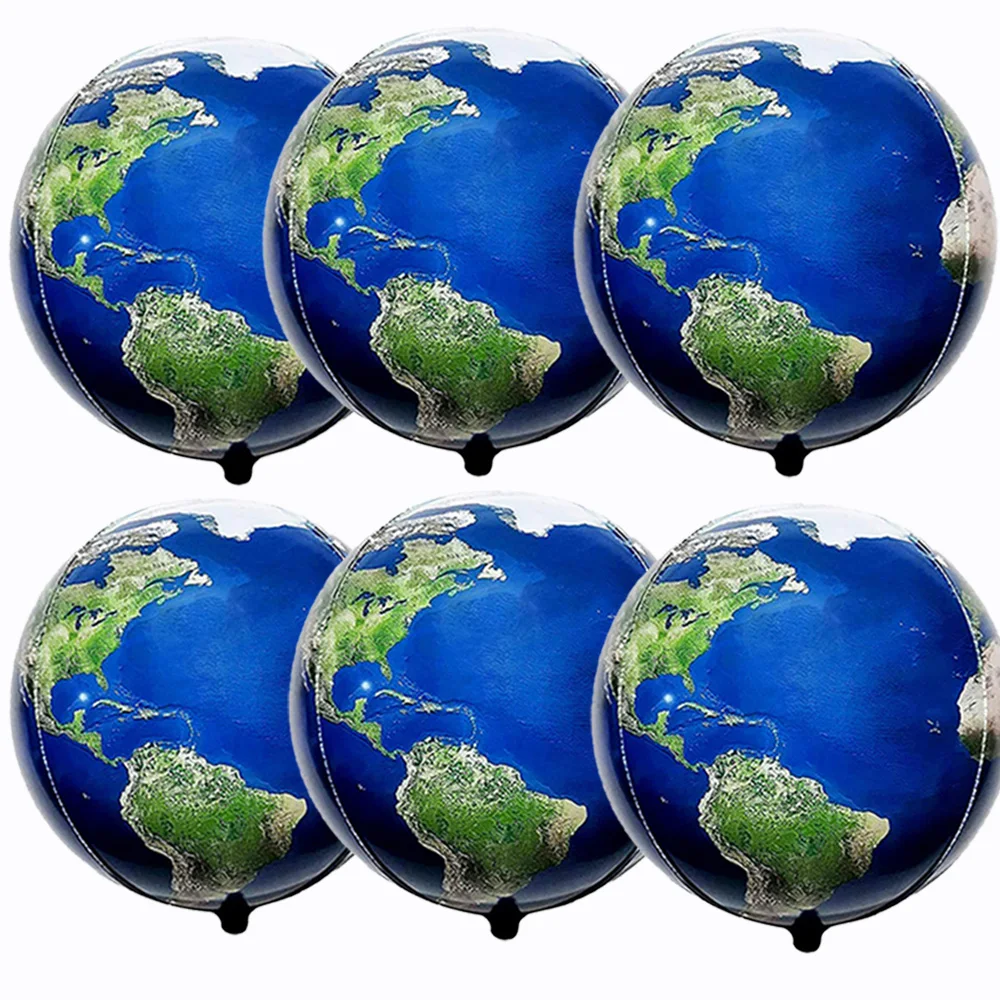 

6Pcs Large Round Globe Earth 22 Inch Foil Balloons World Map Large Round Planet Earth Day Travel Adventure Birthday Party