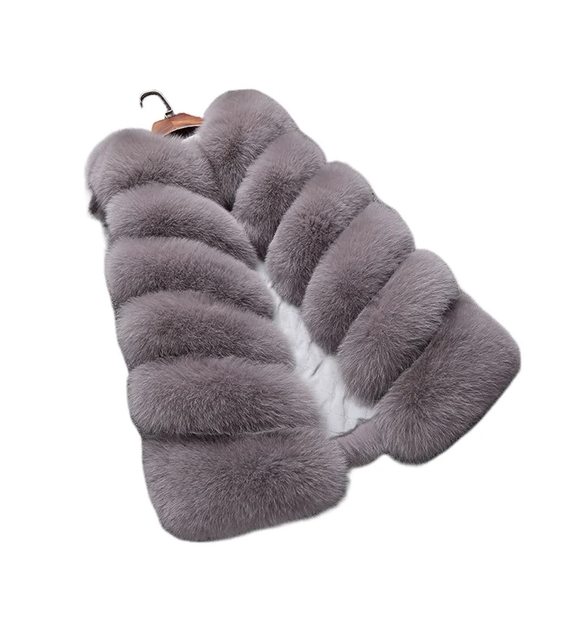 Eine neue pelzige Pelzweste im koreanischen Stil mit einem mittellangen Patchwork-Design. Ein Bestseller für Frauen