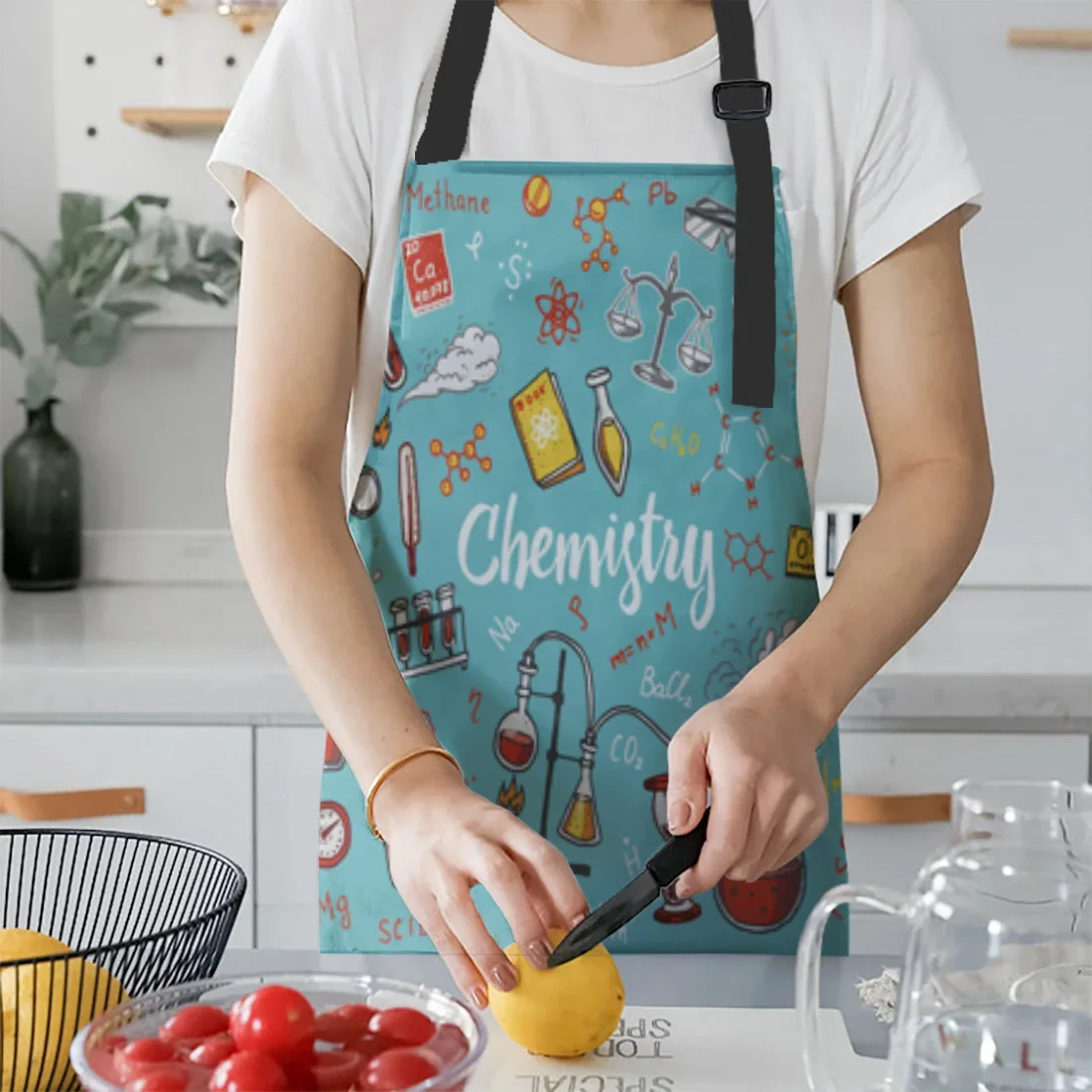 Esperimento chimico Del Fumetto Grembiule Oversleeve Guanti Da Forno Pad di Cottura di Cottura Grembiuli Da Cucina per le Donne I Bambini