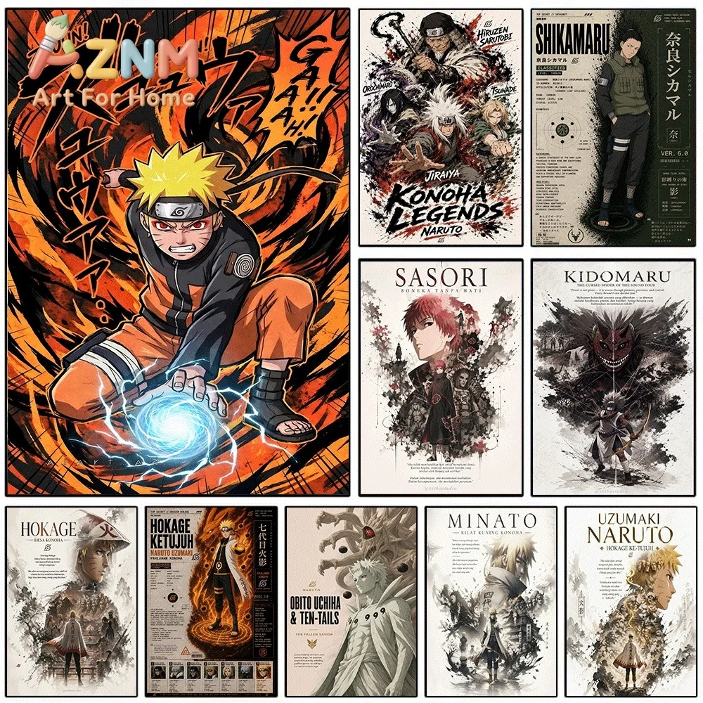 Anime Naruto Canvas Wall Art Naruto Rasengan Manga Burst Poster Unframed Canvas Painting Bedroom Living Room Home Wall Decor A