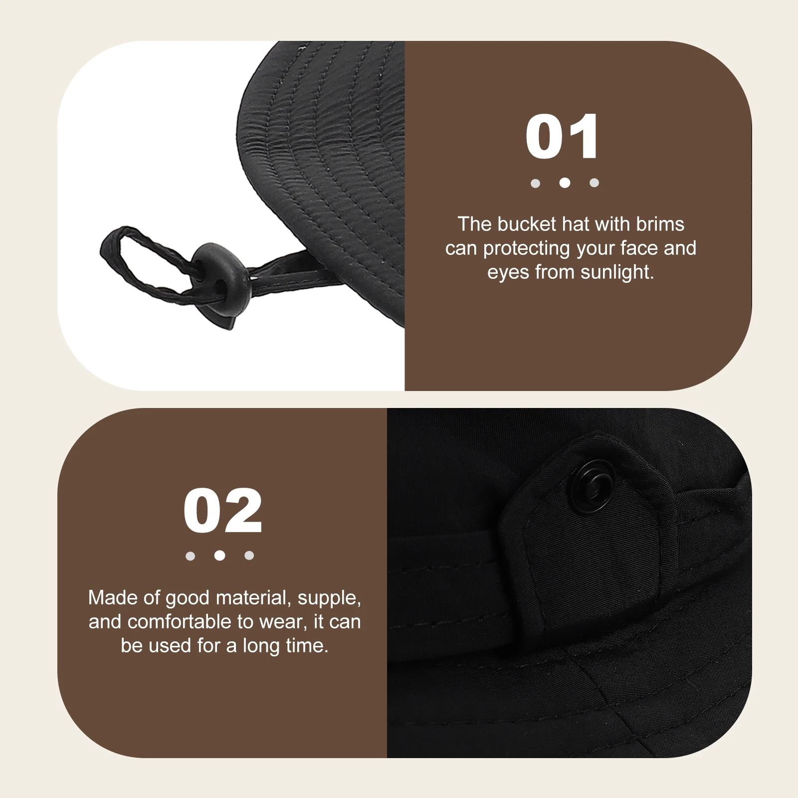 

Adjustable Drawstring Fisherman Breathable Lightweight Uv Protection Sun Hat For Women Men Travel Outdoor Bucket Hat