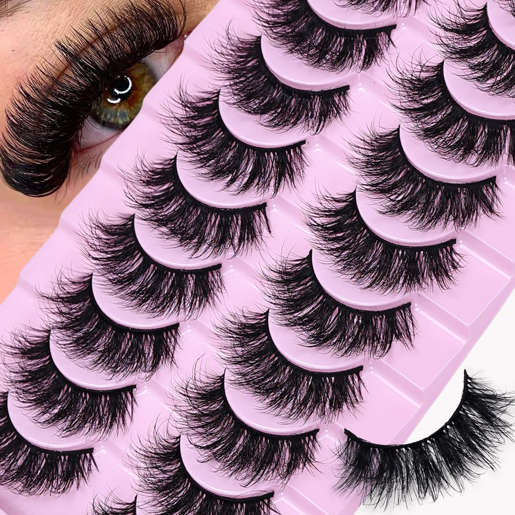 ขนตาปลอม D Curl ฟูฟ่อง 10 คู่ นุ่ม สบาย ใช้ซ้ำได้ สำหรับแต่งหน้าประจำวัน งานปาร์ตี้ คอสเพลย์