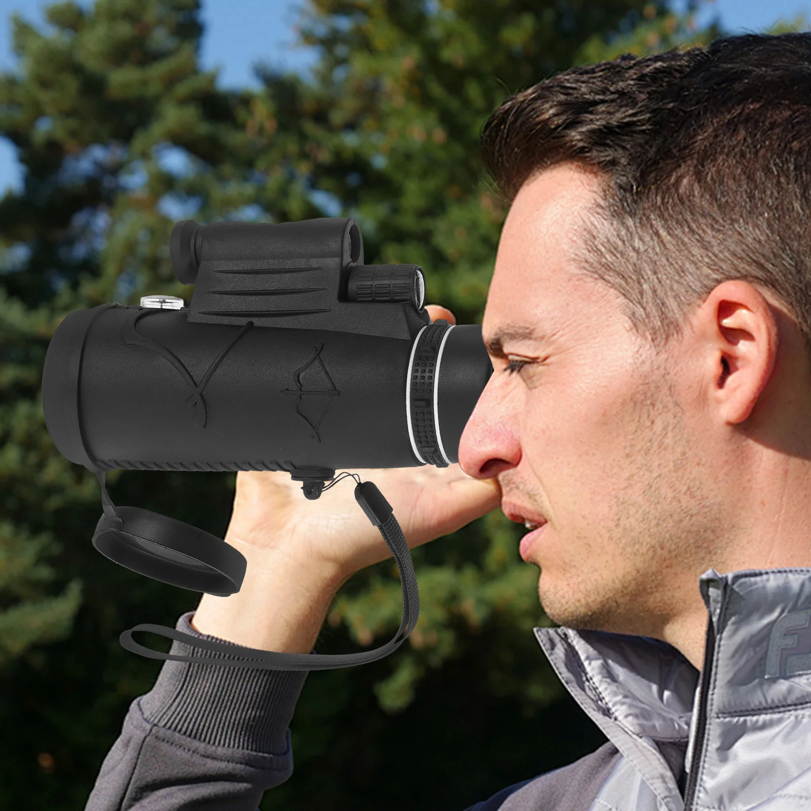 

Black Monocular 12x50 High Magnification Night Vision Handheld Telescope Cell Phone Compatible for Hiking Camping