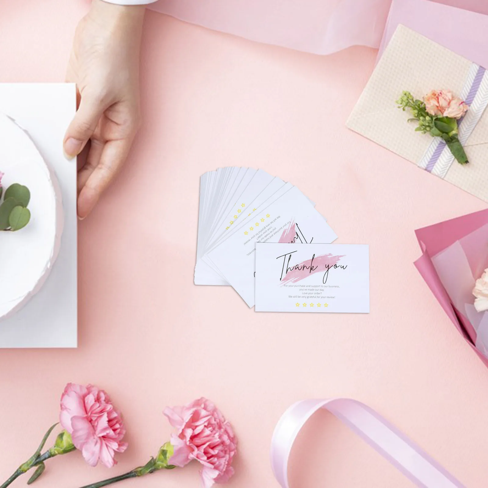 60pcs White Thank You Cards Order Acknowledgment Tags for Small Business Gift Packing Cute Chic Simple Design