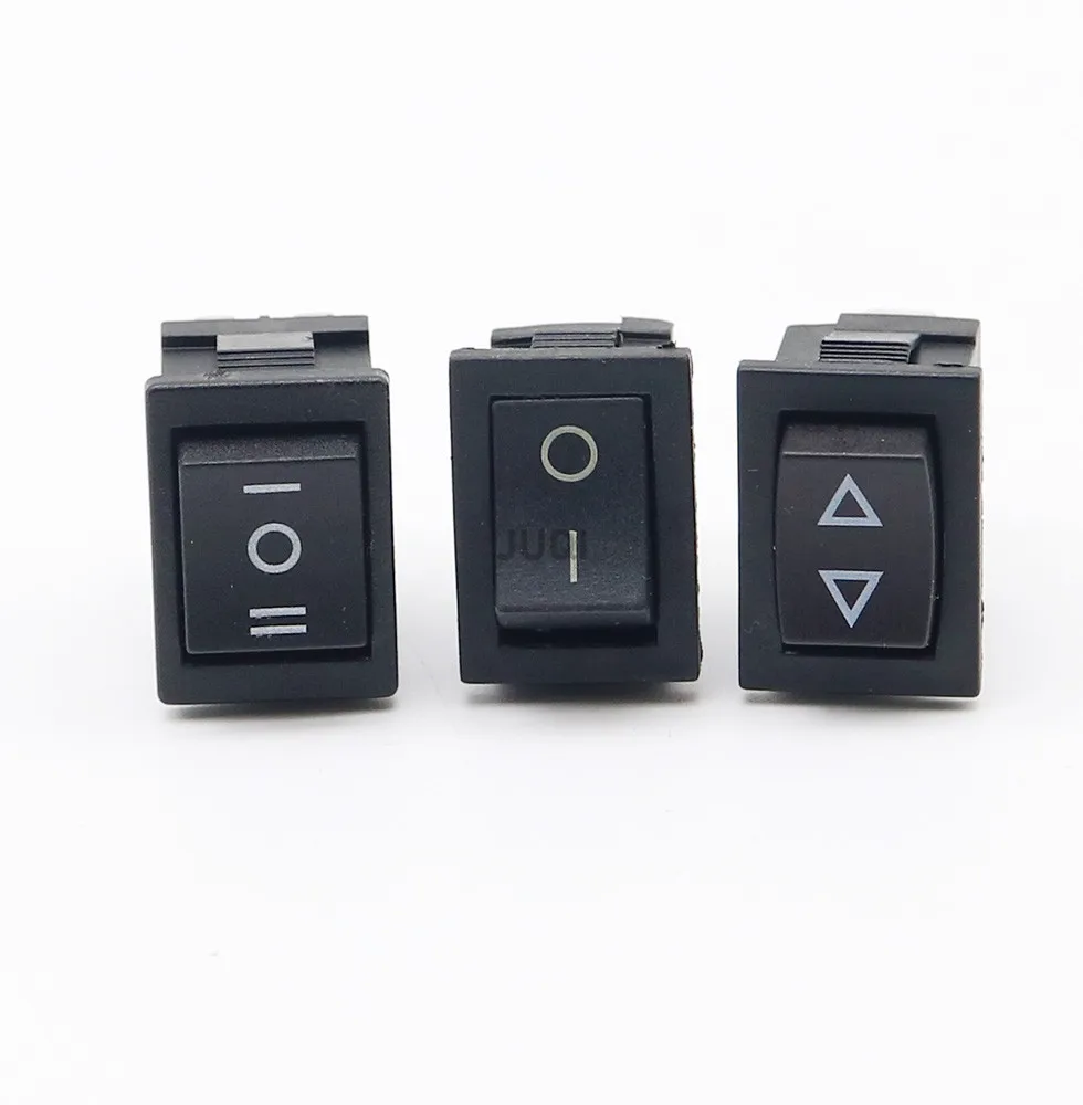 1 Buah KCD1 Mini Hitam 3 Pin / 6 Pin On/Off/On Rocker Switch AC 6A/250V10A/125V