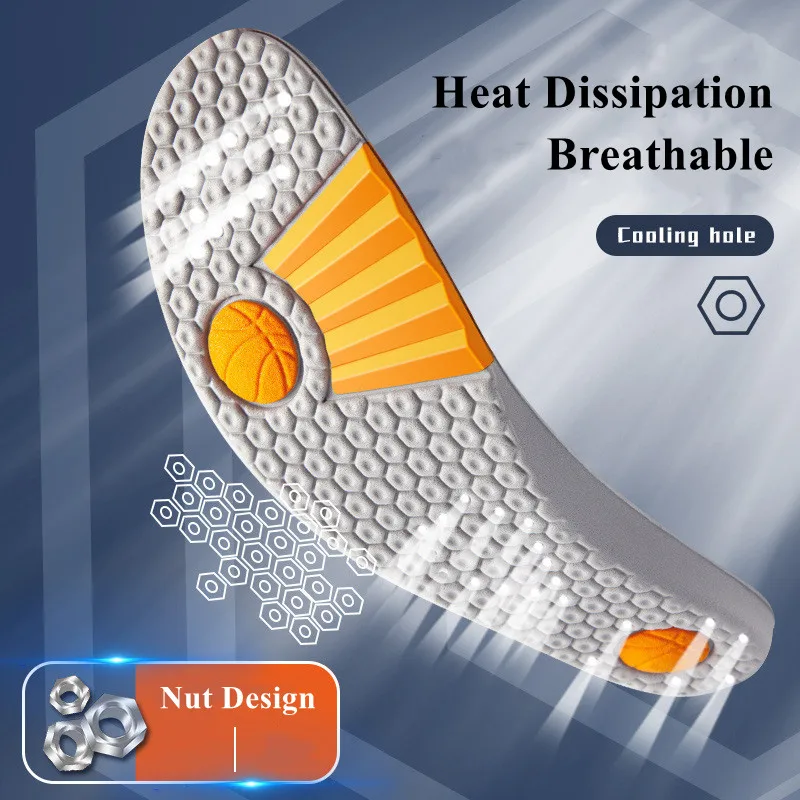 1Pair Basketball Sports Insoles Shock Absorption Sweat-absorbing  Breathable Air Cushion PU Soft Shoe Pads for Women Men Insole