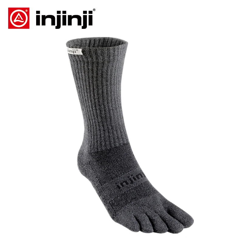 Injinji Five-finger Socks Crew Mid Weight Outdoor Deodorant Blister Prevention Anti-skid Hiking Cross-country Running Cycling