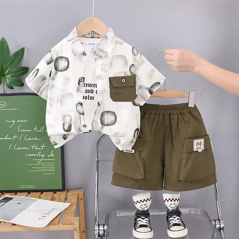 

New Summer Baby Clothes Suit Children Short Sleeved Shirt Shorts 2Pcs/Sets Infant Boys Clothing Toddler Costume Kids Tracksuits