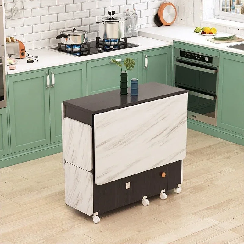 Simple and modern folding dining table, small household removable rectangular round multi-functional simple eating table