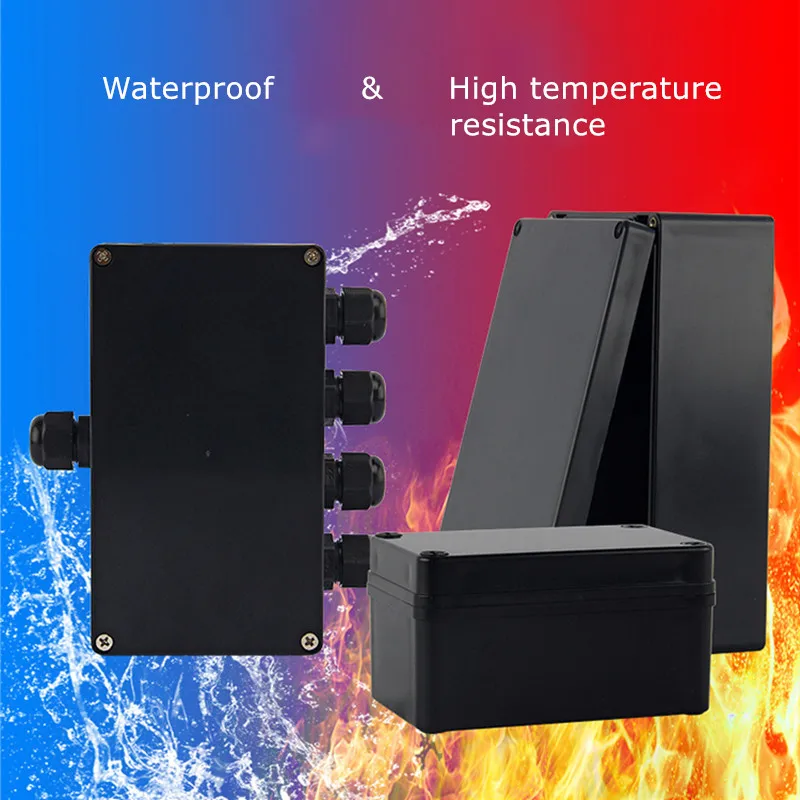 Customized F Series Black ABS Plastic Enclosure IP66 Waterproof Juction Box With PG Joints Terminal Block Support Customization
