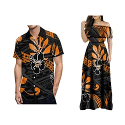 Ladies Tiered Dresses Women Lady Elegant Half Shoulder Dress With Shawl Wholesale Custom Polynesian Design Long Maxi Dresses