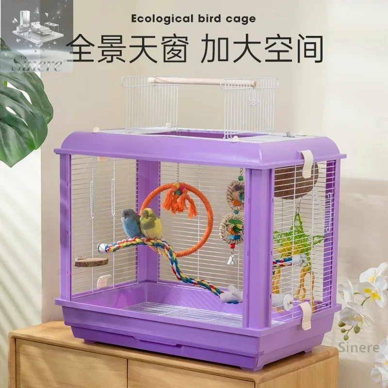 

Parrot bird cage acrylic widened large villa parrot cage Xuanfeng peony household full horizontal silk anti-spill cage