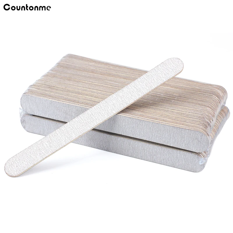 

10 Pcs Grey Wooden Nail Files 100/180/240 Grit Thick Stick Strong Sandpaper Manicure Straight Double Sided Grinding Nail File