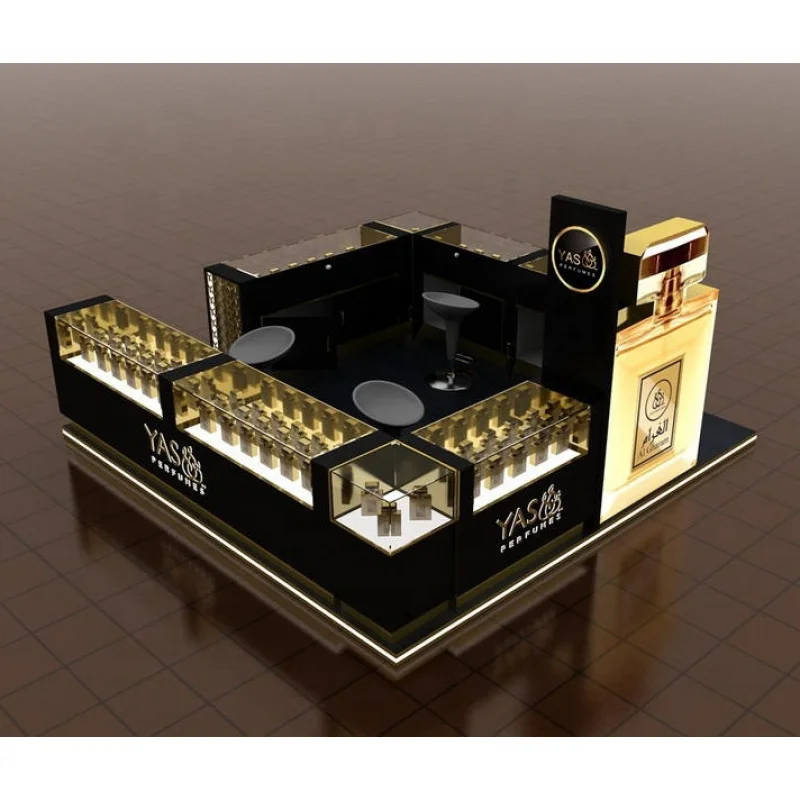 customized.Fashionable Mall Kiosk Design Perfume Wooden Cosmetics Booth Perfume Kiosk Stand Mall