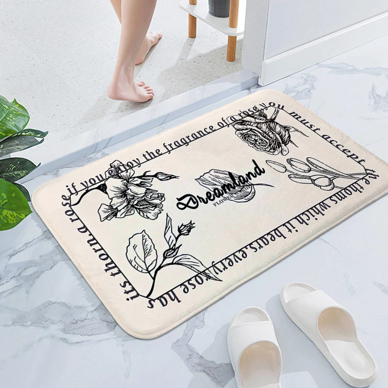 

Custom Rug A-Vintage Flowers Aesthetic Washable Non-slip Kitchen Mats Veranda Floor Mat Modern Home Decoration Hallway Carpet