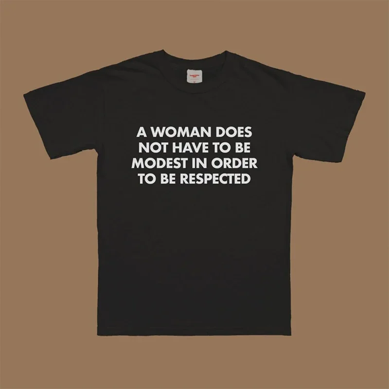 A Woman Does Not Have To Be Modest In Order To Be Respected Women T Shirts Cotton Short Sleeve Graphic Tee Gothic Vintage Tshirt