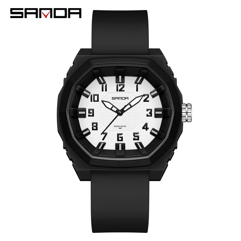 Sanda 3D Grid Reloj de moda 50 m Resistente al agua Multi Color Opcional Estudiantes masculinos y femeninos Reloj de cuarzo personalizado deportivo de moda