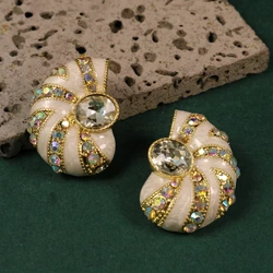 Statment White Enamel Symmetrical Earrings Exaggerate Party Jewelry Rhinestone Accessories