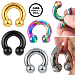 1PC 316L Stainless Steel Large Gauge Internally Threaded Horseshoe Large Gauges Septum Nose Gauges Earring Ring Piercing Jewelry