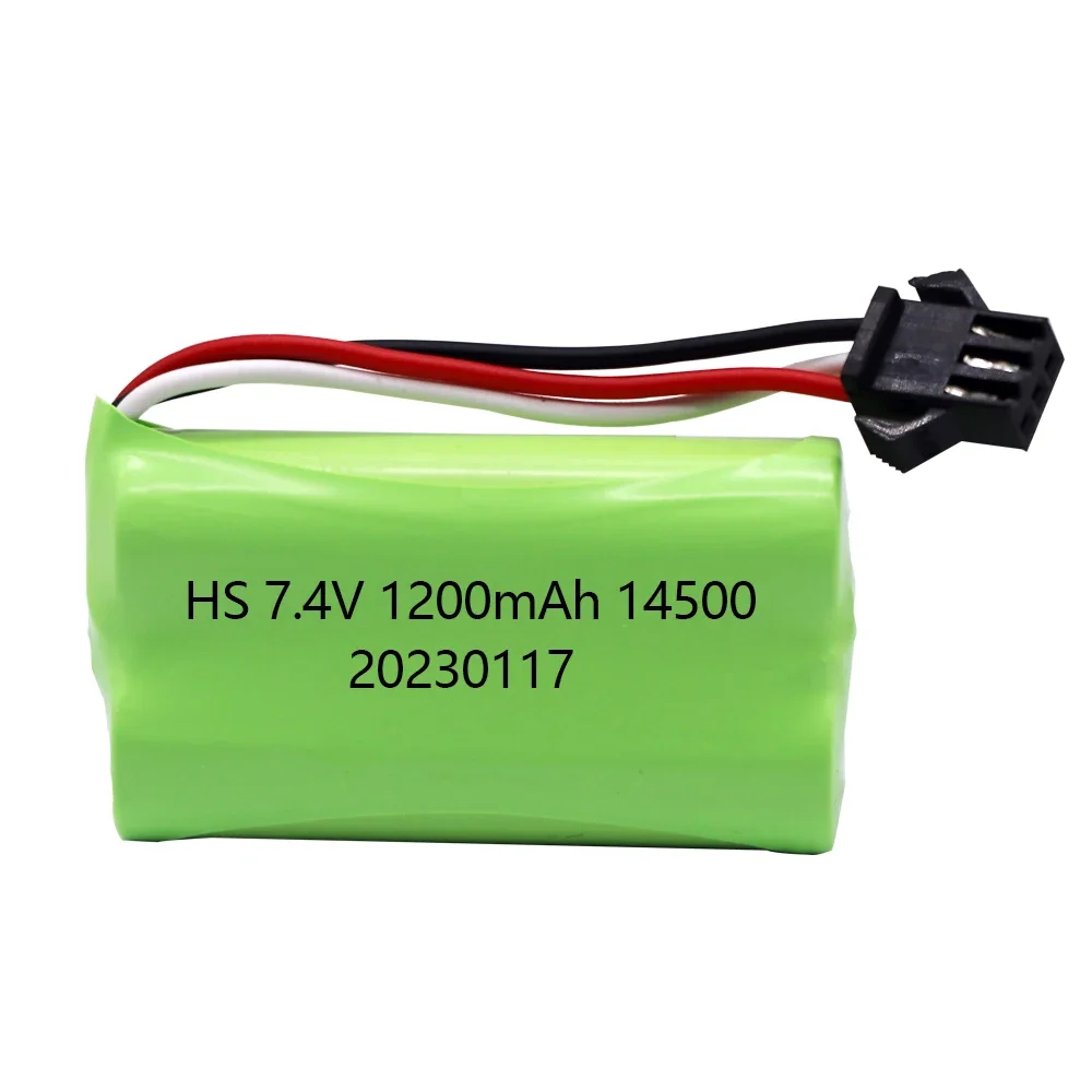 Akumulator litowo-jonowy 14500 7,4 V 1200 mAh 5C z ładowarką Do zdalnego sterowania Zabawki elektryczne Pistolet na wodę Części zamienne do