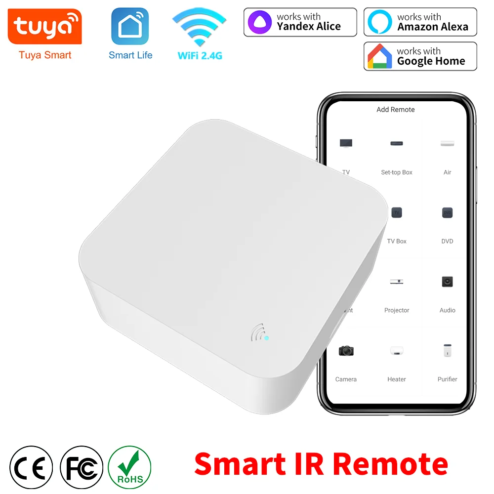 Telecomando IR Smart wifi Tuya a infrarossi universale per il controllo della casa intelligente per TV DVD AUD AC Funziona con Amz Alexa Google Home