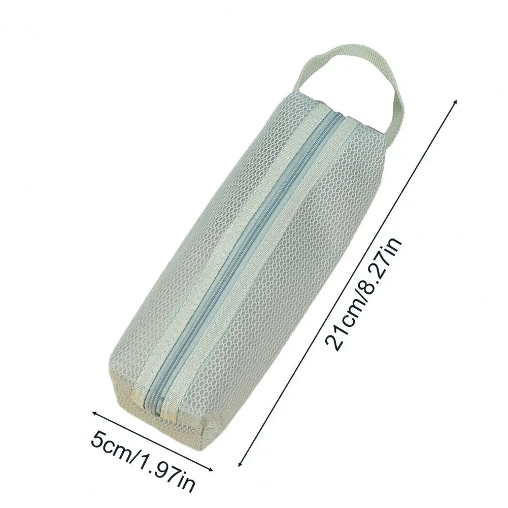 Mesh Pencil Case Mesh Pencil Pouch with Zipper Travel Cosmetic Makeup Bag with Handle Stationery Organizer Storage for School