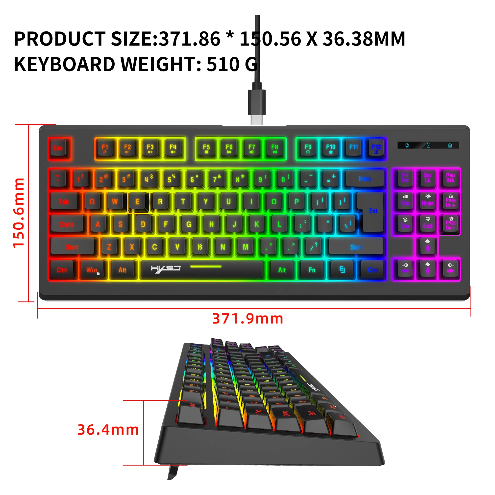 Imagem -03 - Recarregável sem Fio Gaming Teclado Rgb Backlit Ergonomia 87 Teclas Mecânica Sinta Teclado para Windows Xbox Ps4 pc Gamer 2.4g