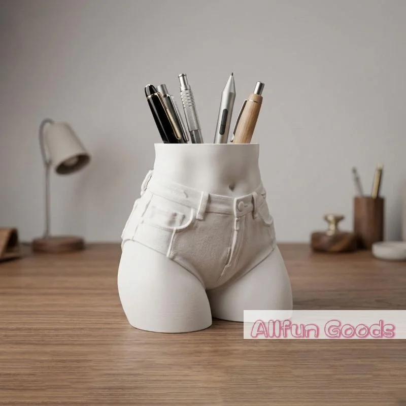 Slender Waist Model Pen Holder 3D Printing Stationery Storage Creative Large Capacity Pencil Cup Rack Office Desktop Supplies