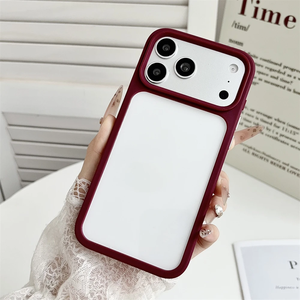 Coque rigide transparente en acrylique DH pour iPhone 18 17 16 Pro 15 14 Plus 13 Pro Max, coque arrière de téléphone antichoc en silicone avancé