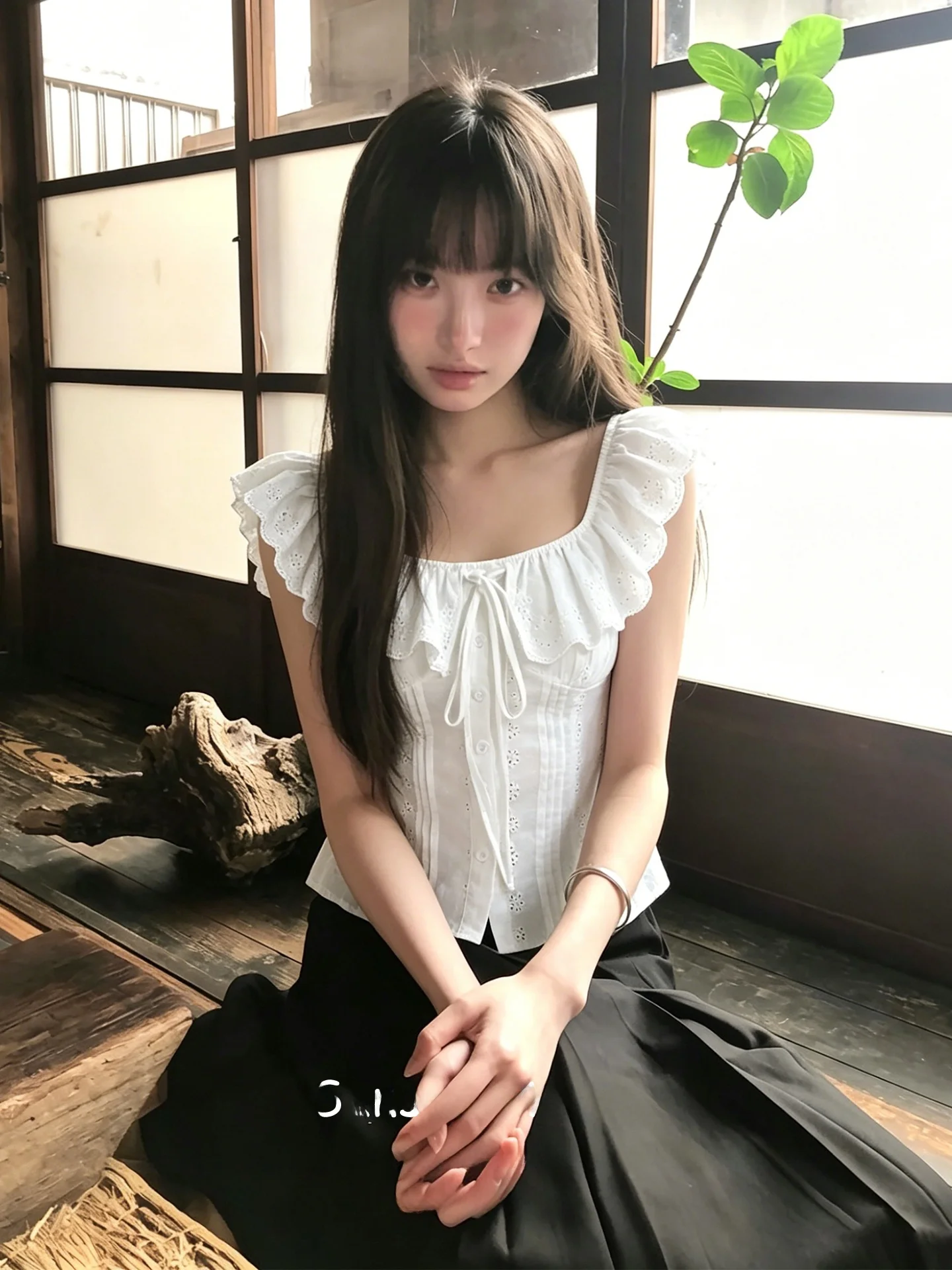 

White Hollow out Short Sleeve Women's Shirt Slim Fit Top Breathable Comfortable Cool Sensation Initial Summer