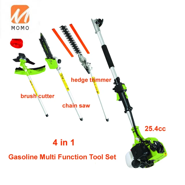 25.4cc 4 in 1 gasoline multi function garden tools set petrol brush cutter Long reach chain saw