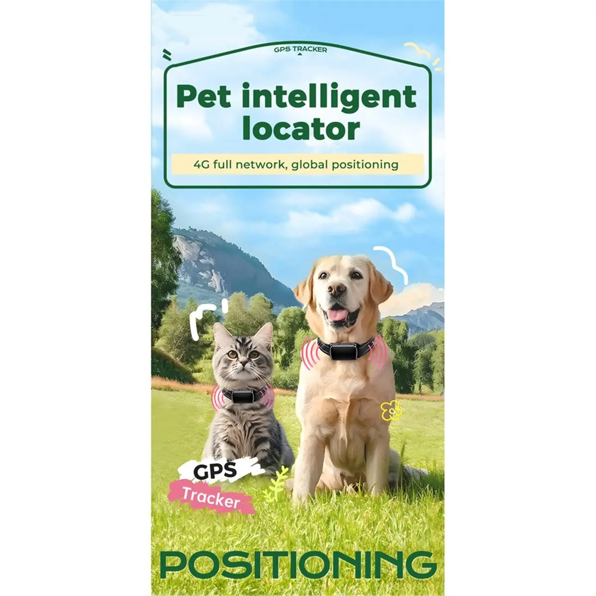 【A90U】2PCS Pet GPS Tracker with Adjustable Collar Real Time Tracking Anti Lost Dog Locator IP68 Waterproof