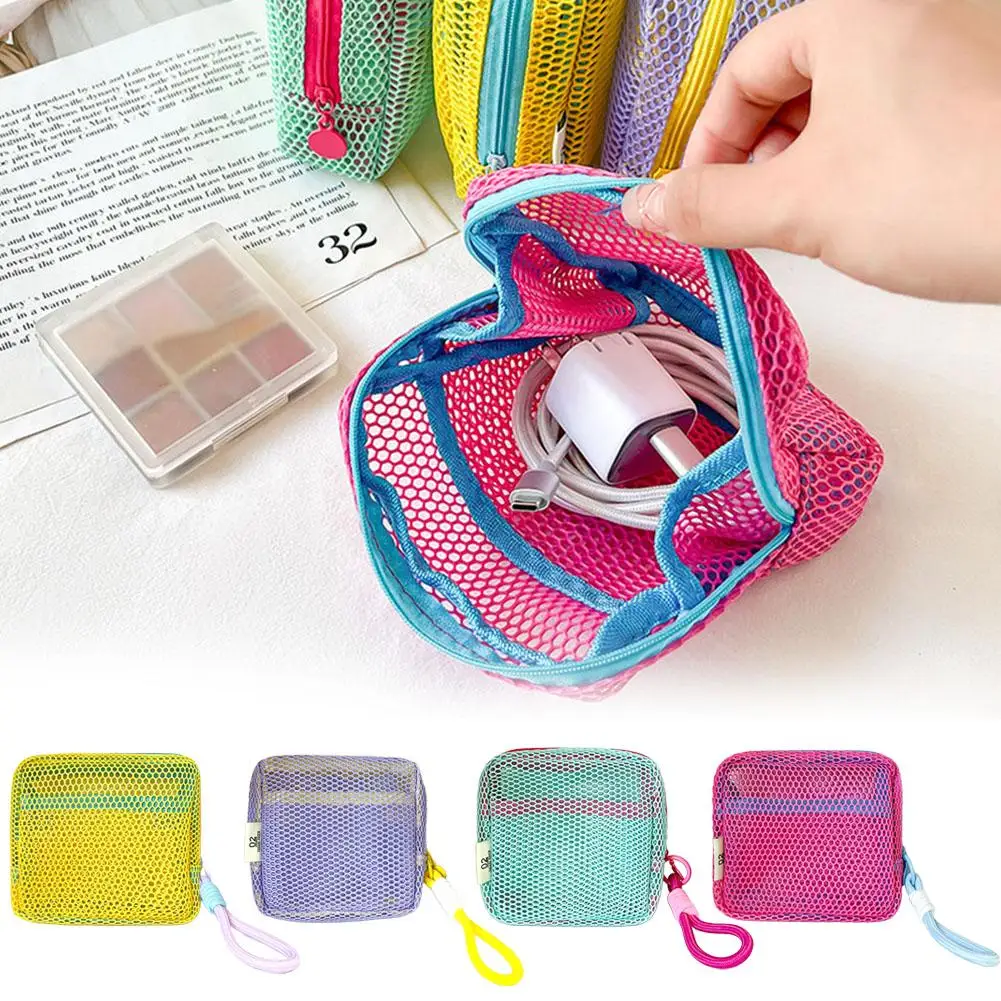 Bolsa de Almacenamiento de Cosméticos Digital Portátil para Viaje, Multifuncional, Transpirable, Colorida, Organizador de Viaje, Bolsa de Malla Tipo Tofu