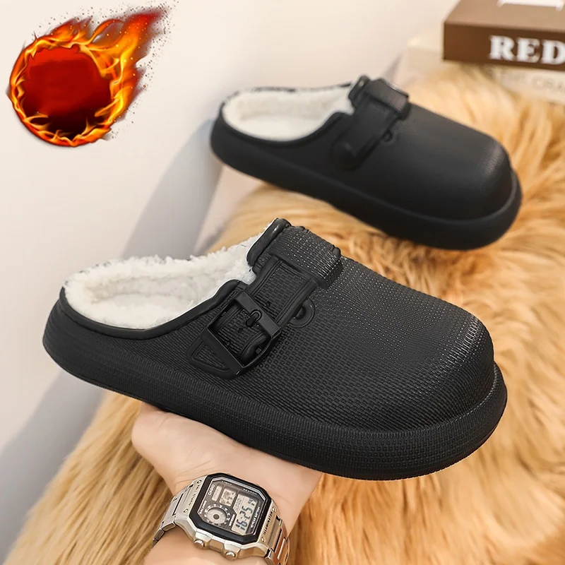 الرجال والنساء في الخريف والشتاء مبطنة بالصوف للدفء، أحذية قطنية منزلية للارتداء في الهواء الطلق، شباشب قطنية غير قابلة للانزلاق #1