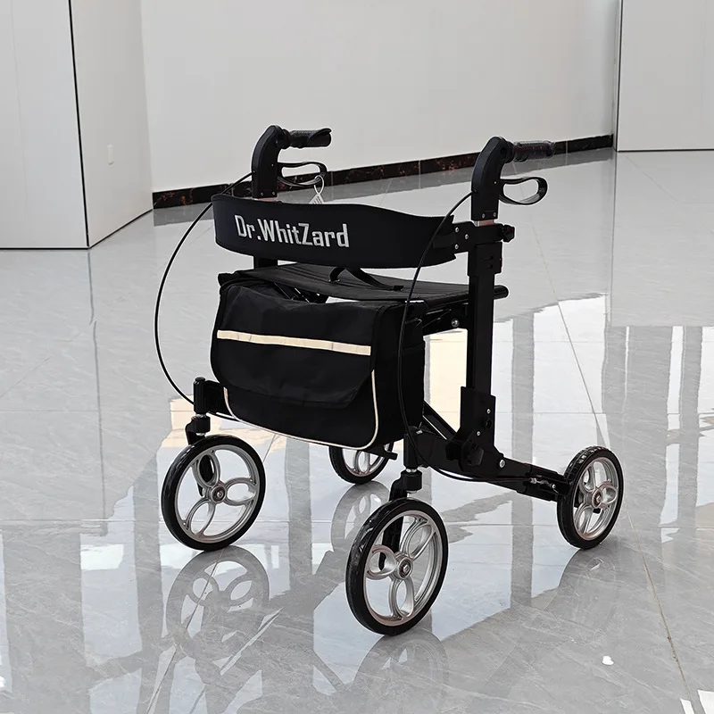 Senior Walking Aid Cart, Multifunctional Aluminum Alloy Mobility Cart, Grocery Shopping Foldable Walking Aid Cart