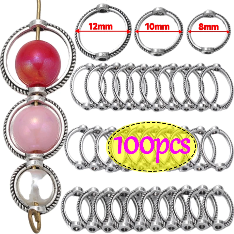 100pcs Metal Bead Wrapping Ring Sliver Plated Brass Double Holes Lace Circle High Quality DIY Jewelry Making Findings Wholesale